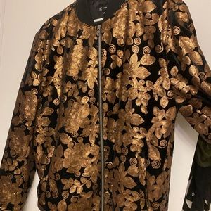 I-N-C Mens Sequin Velvet Bomber Jacket